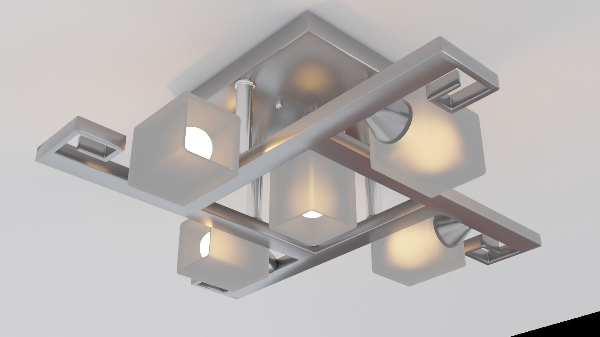Cubic chandelier with five plafons Free low-poly 3D model_5
