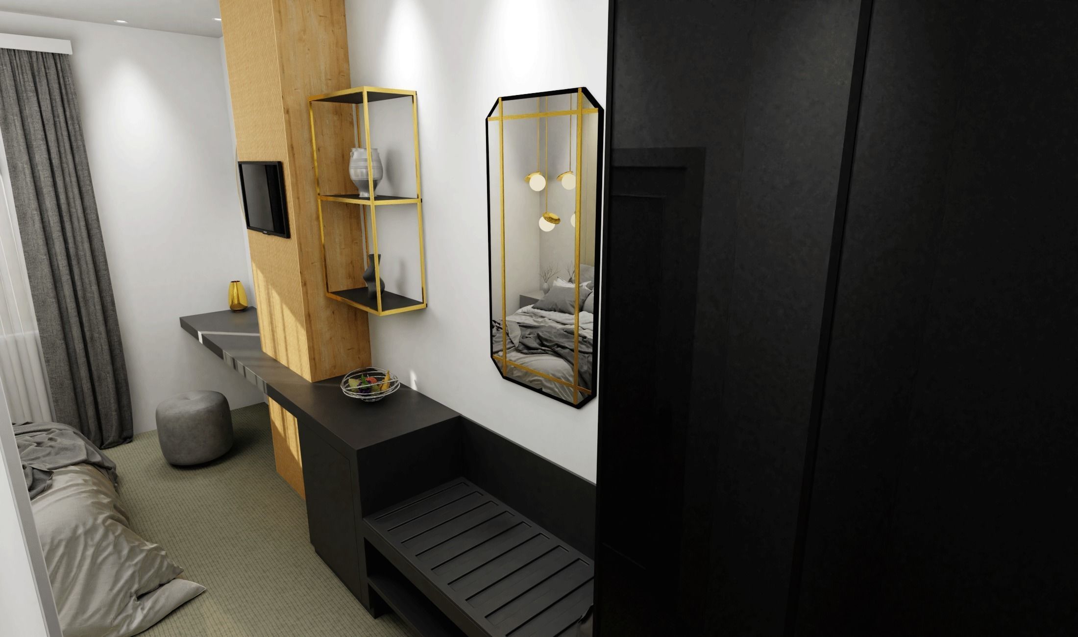Modern Hotel Room 3D model_4