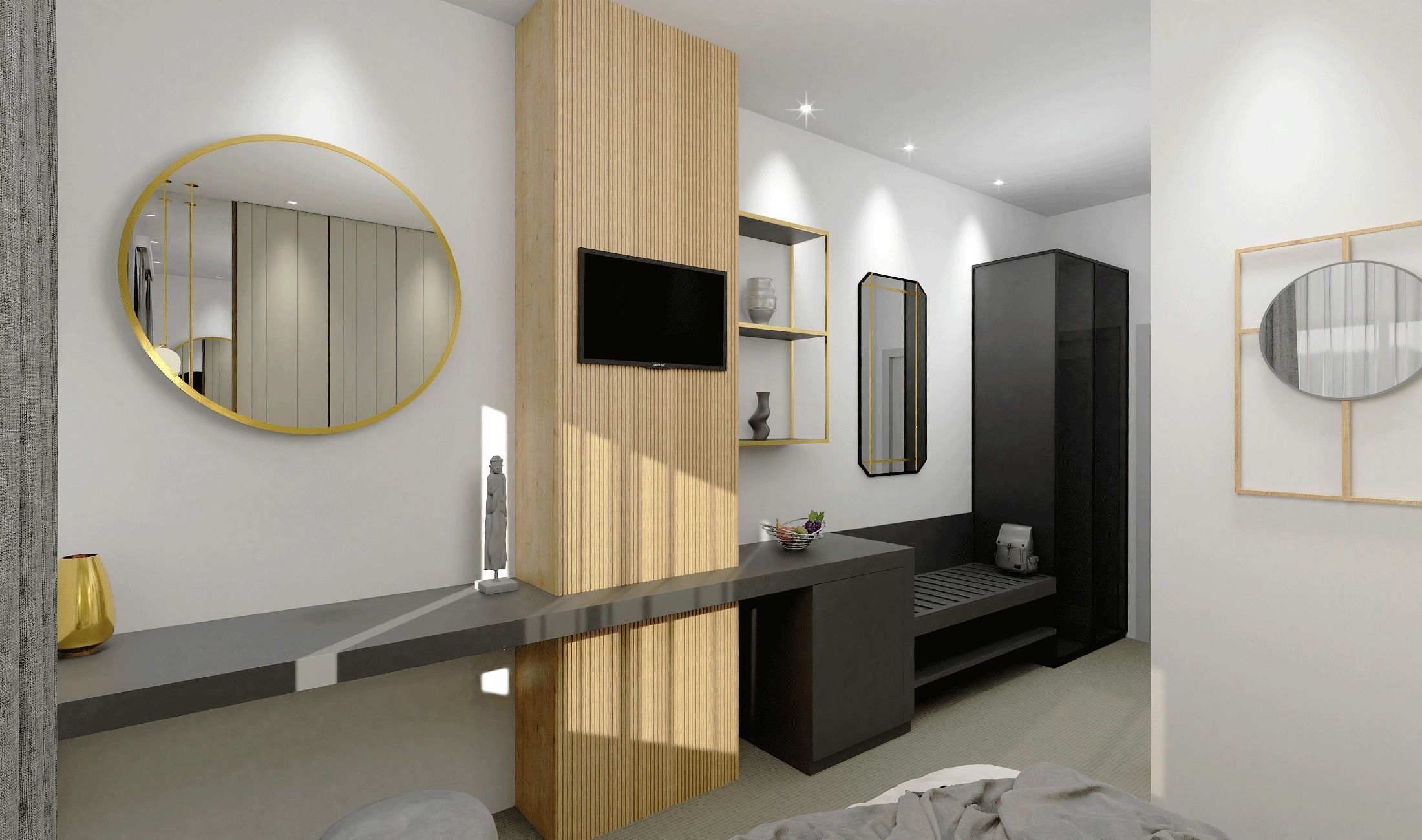 Modern Hotel Room 3D model_3