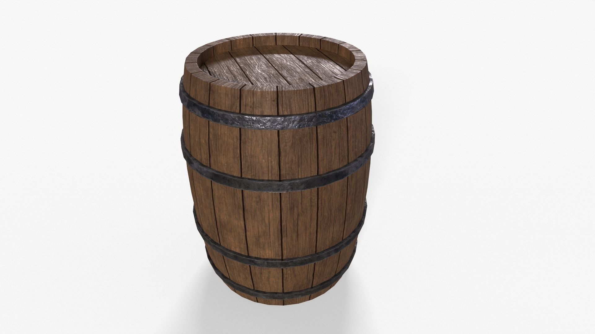 Wooden Barrel Pack Low-poly 3D model_4