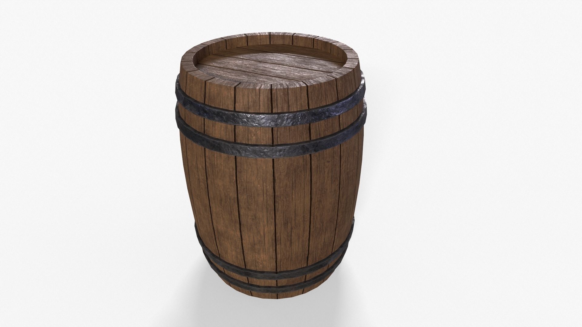 Wooden Barrel Pack Low-poly 3D model_8