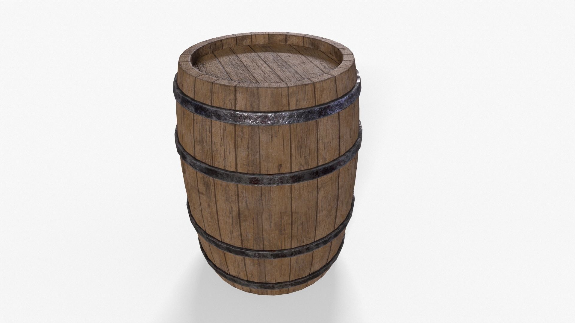 Wooden Barrel Pack Low-poly 3D model_5