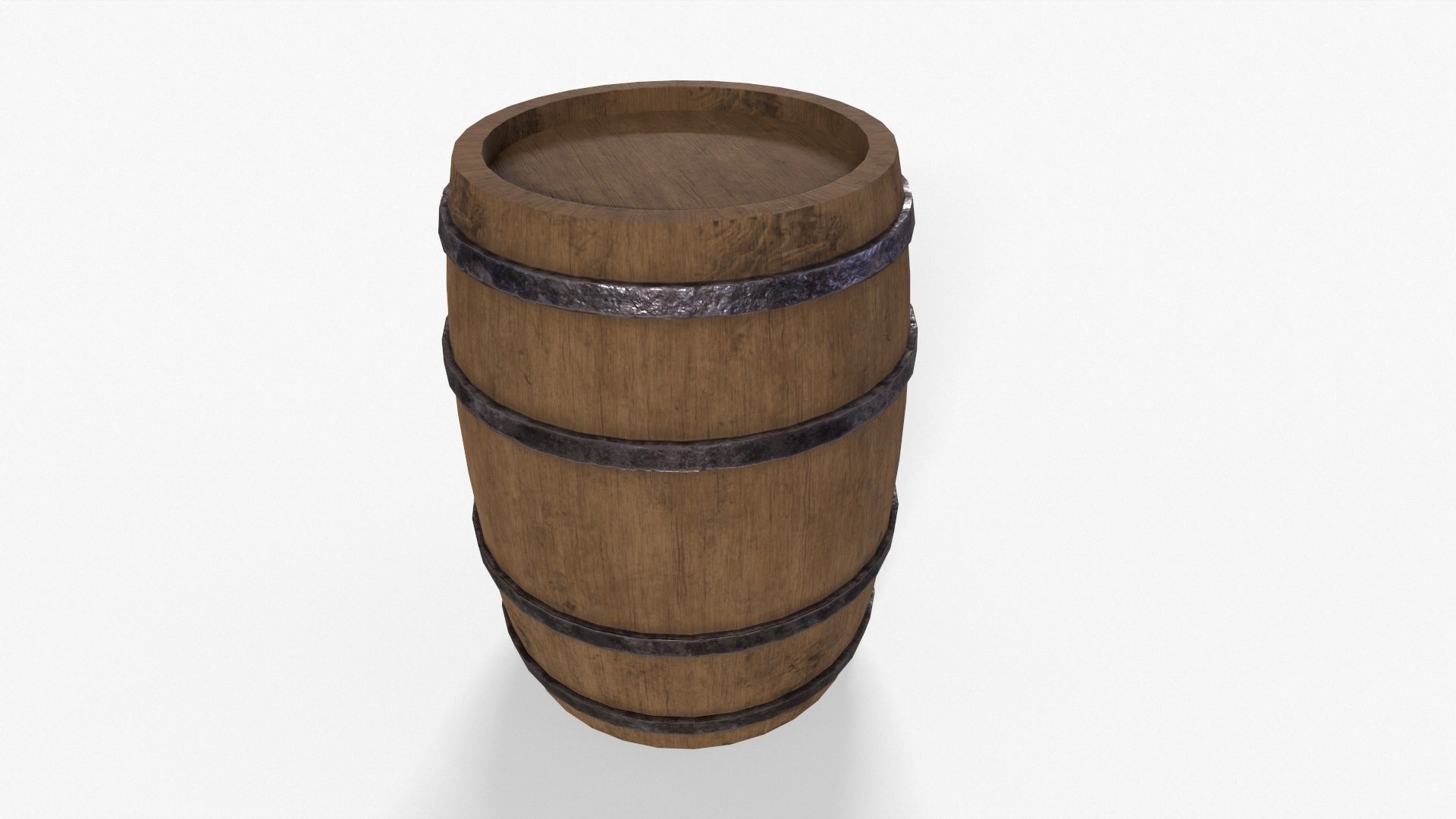 Wooden Barrel Pack Low-poly 3D model_6