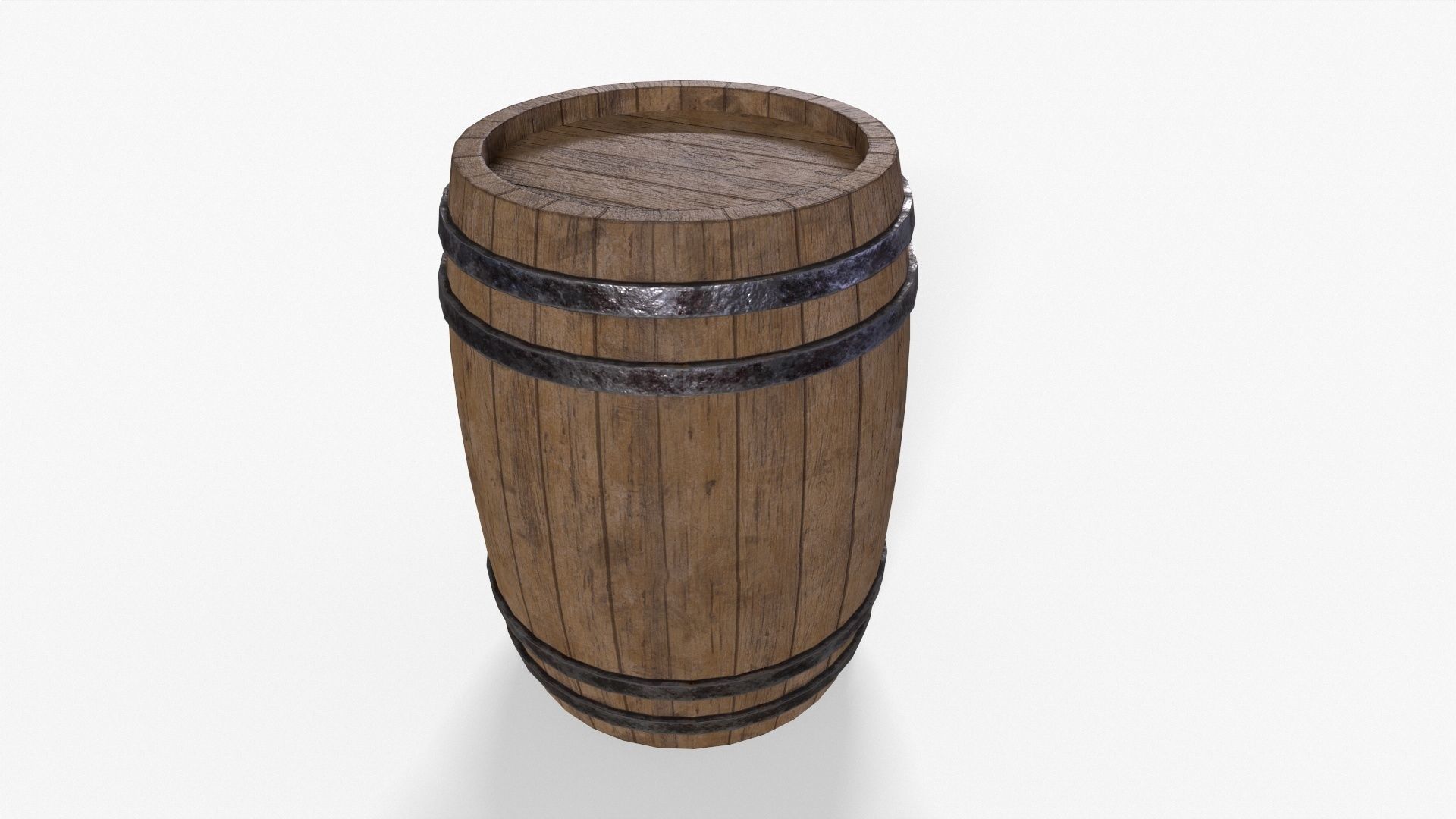 Wooden Barrel Pack Low-poly 3D model_9