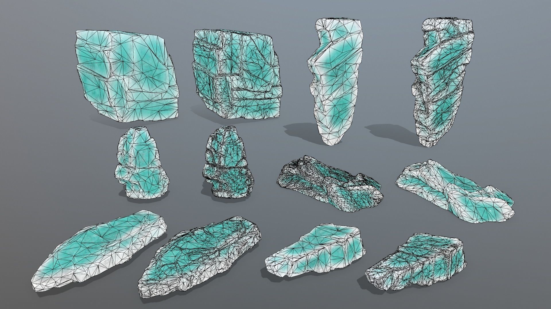 Ice Rock Set Low-poly 3D model_2