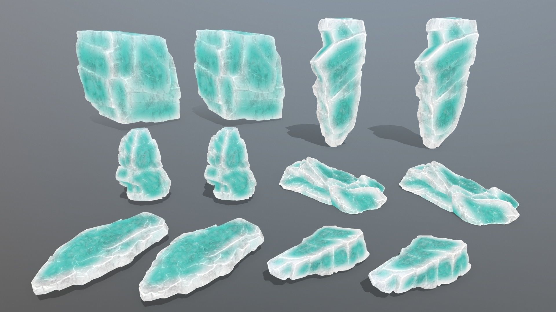 Ice Rock Set Low-poly 3D model_1