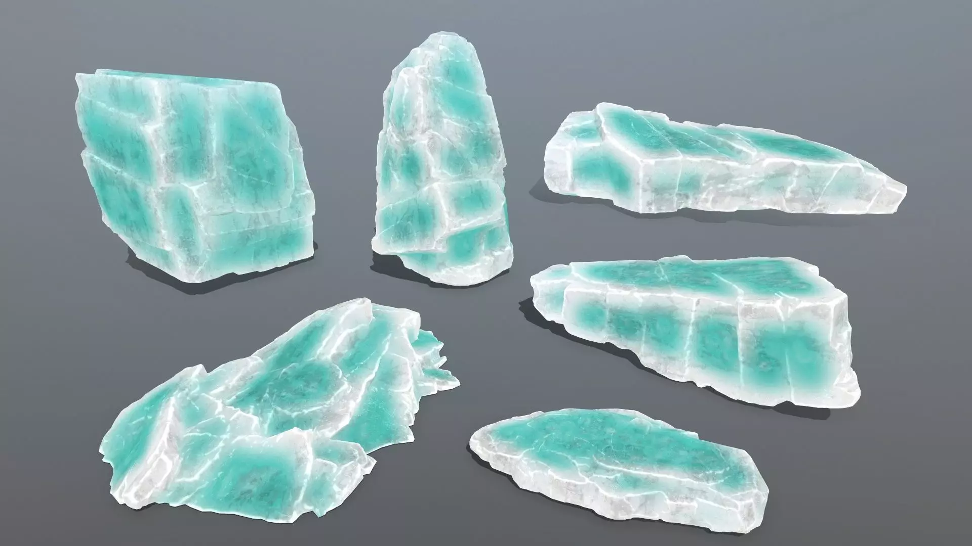 Ice Rock Set Low-poly 3D model_0