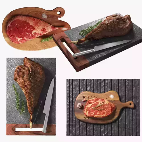 3 Realistic Beef Cuts 3D Model Collection