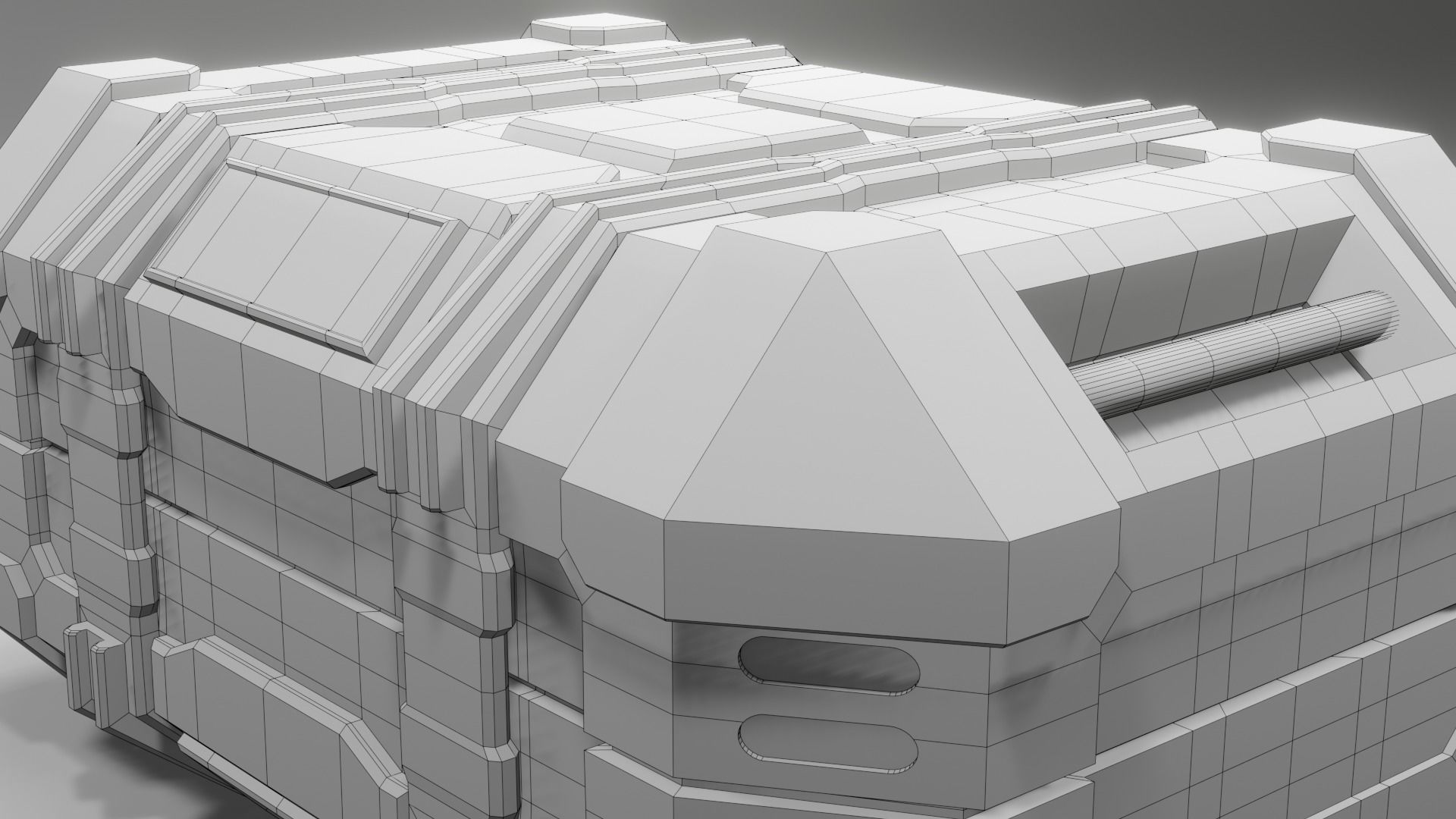 Sci-fi Crate with Surface Scratches Low-poly 3D model_11