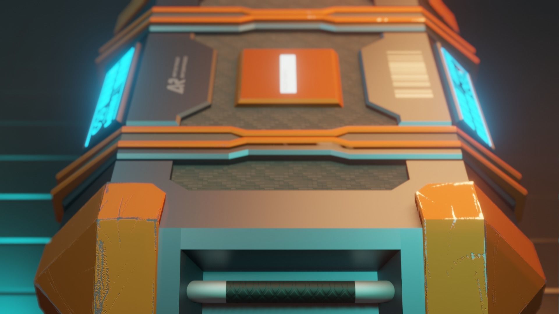 Sci-fi Crate with Surface Scratches Low-poly 3D model_5