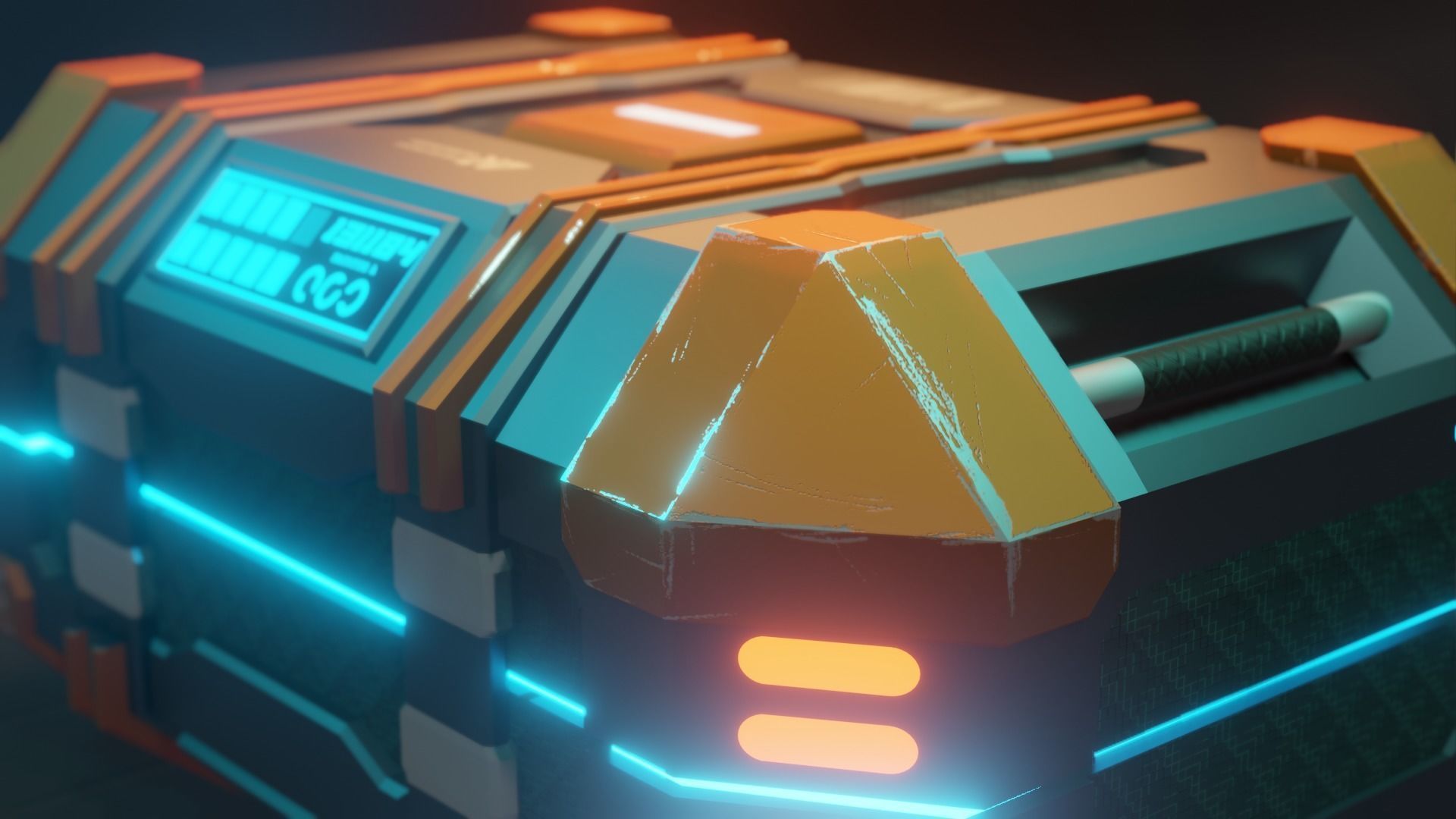 Sci-fi Crate with Surface Scratches Low-poly 3D model_3