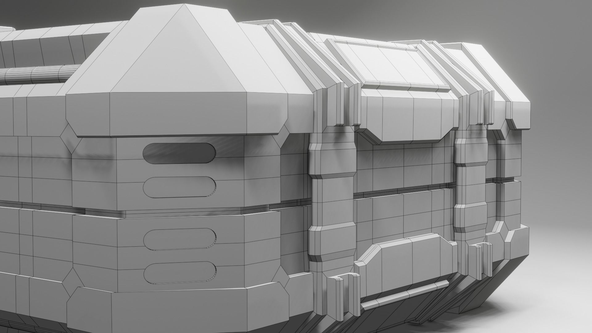 Sci-fi Crate with Surface Scratches Low-poly 3D model_12