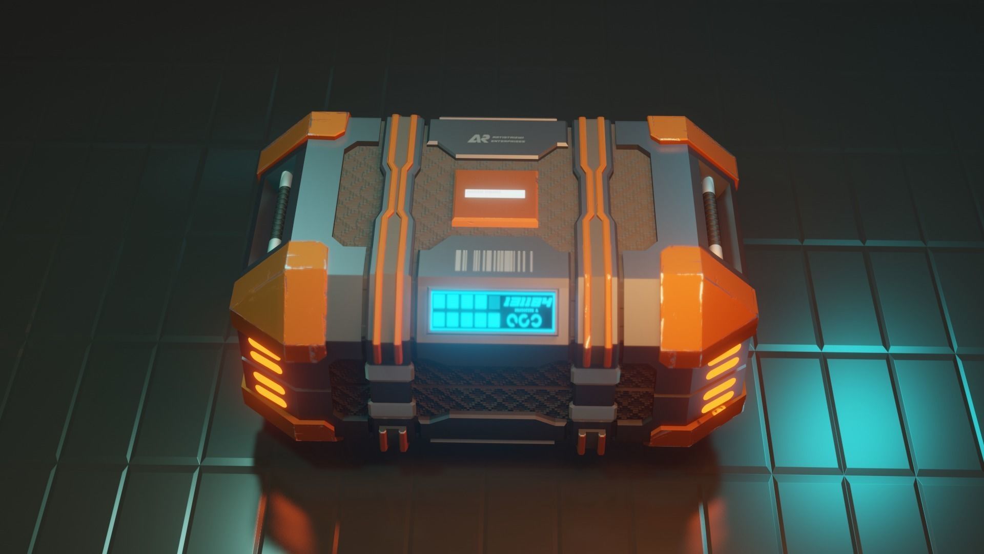 Sci-fi Crate with Surface Scratches Low-poly 3D model_2