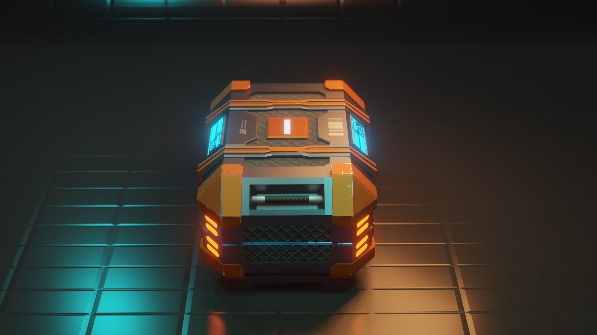 Sci-fi Crate with Surface Scratches Low-poly 3D model_1