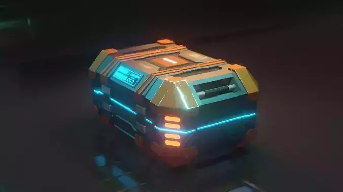 Sci-fi Crate with Surface Scratches