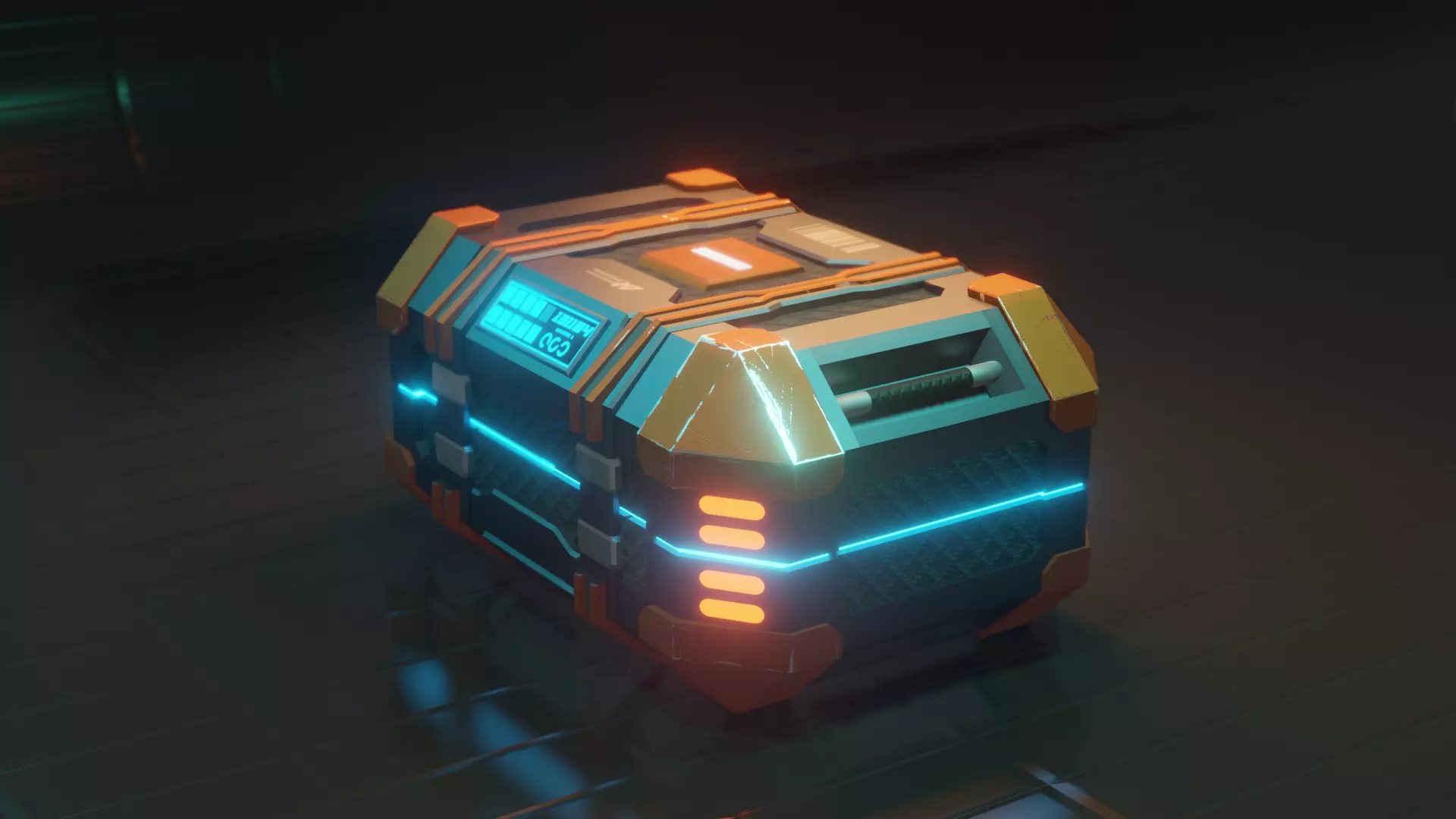 Sci-fi Crate with Surface Scratches Low-poly 3D model_0