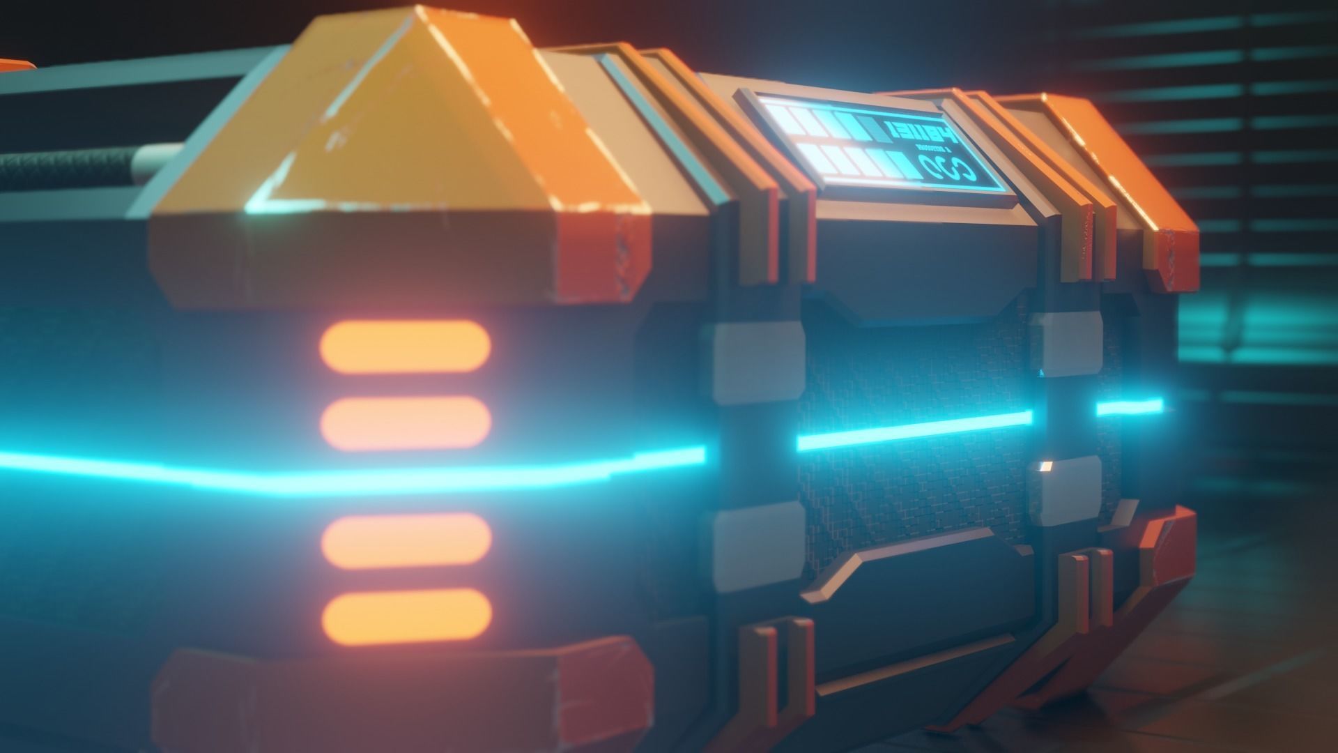 Sci-fi Crate with Surface Scratches Low-poly 3D model_4