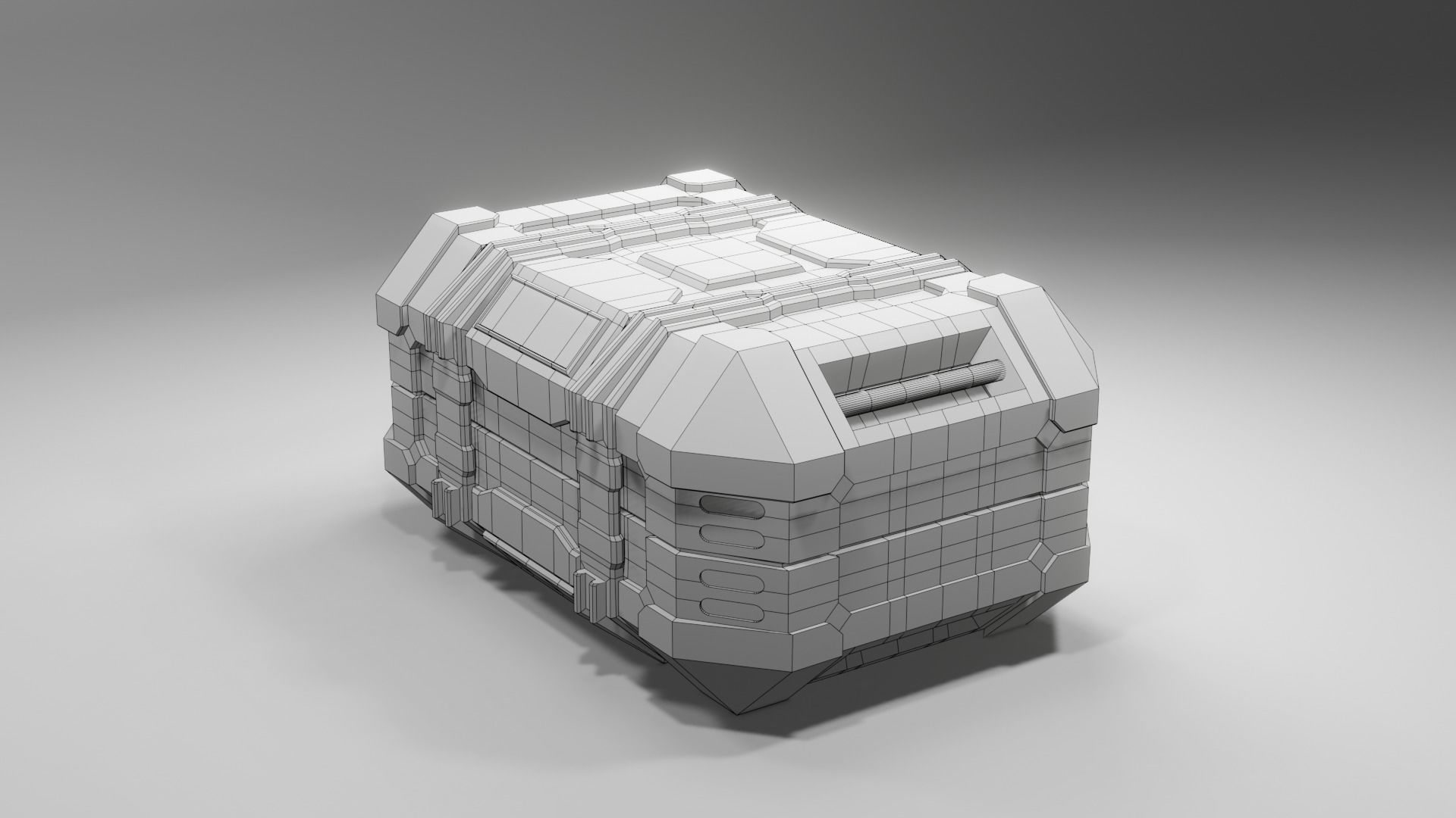 Sci-fi Crate with Surface Scratches Low-poly 3D model_8