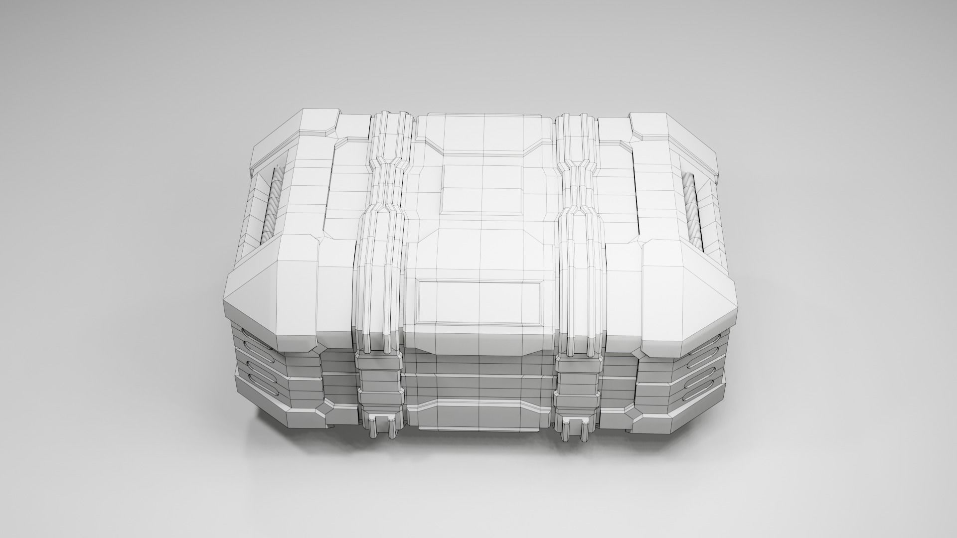 Sci-fi Crate with Surface Scratches Low-poly 3D model_10