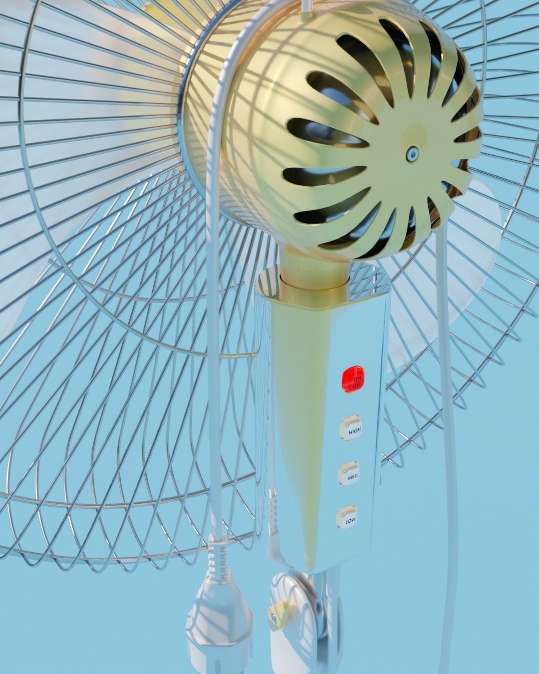 Multicolor Floor Fan 3D model_7