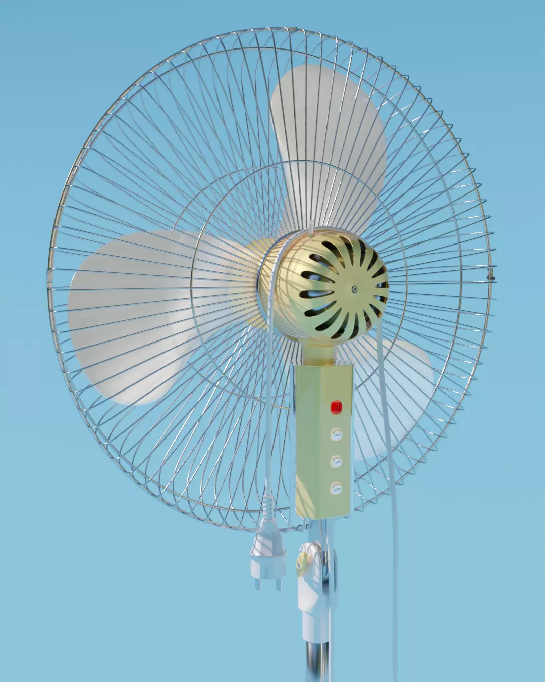 Multicolor Floor Fan 3D model_0
