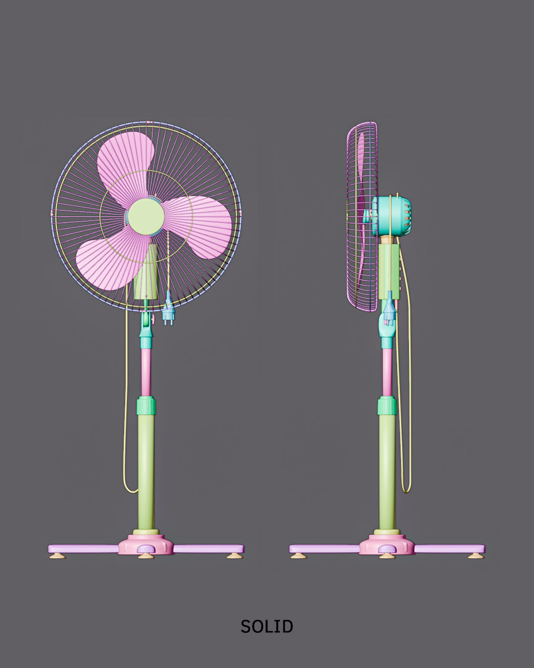 Multicolor Floor Fan 3D model_11