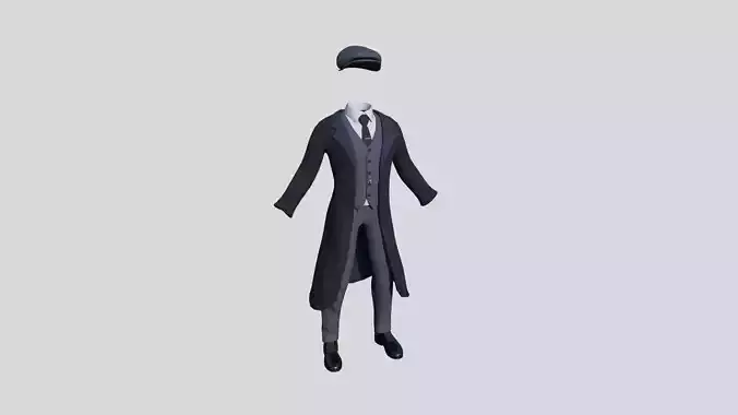 Gentleman Outfit 03 Dark Blue - Character Design Fashion Low-poly 3D model