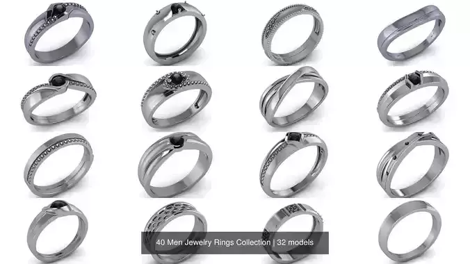 40 Men Jewelry Rings Collection