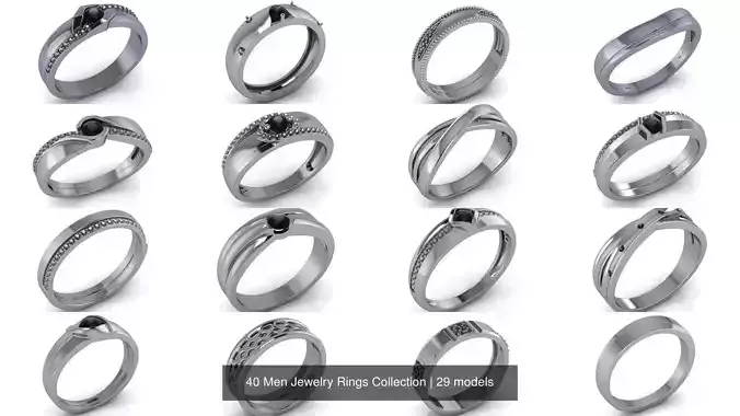 40 Men Jewelry Rings Collection