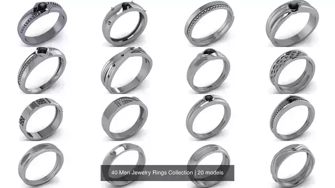 40 Men Jewelry Rings Collection