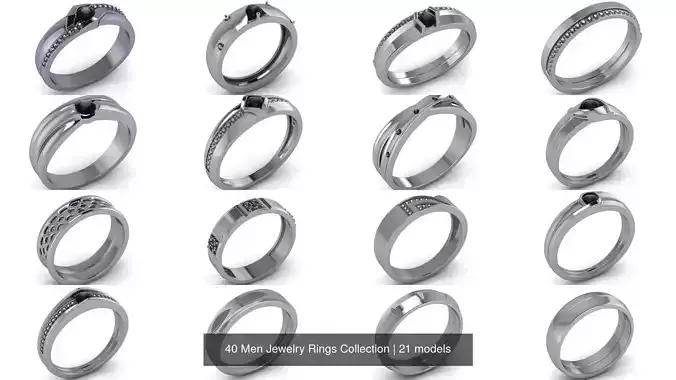 40 Men Jewelry Rings Collection