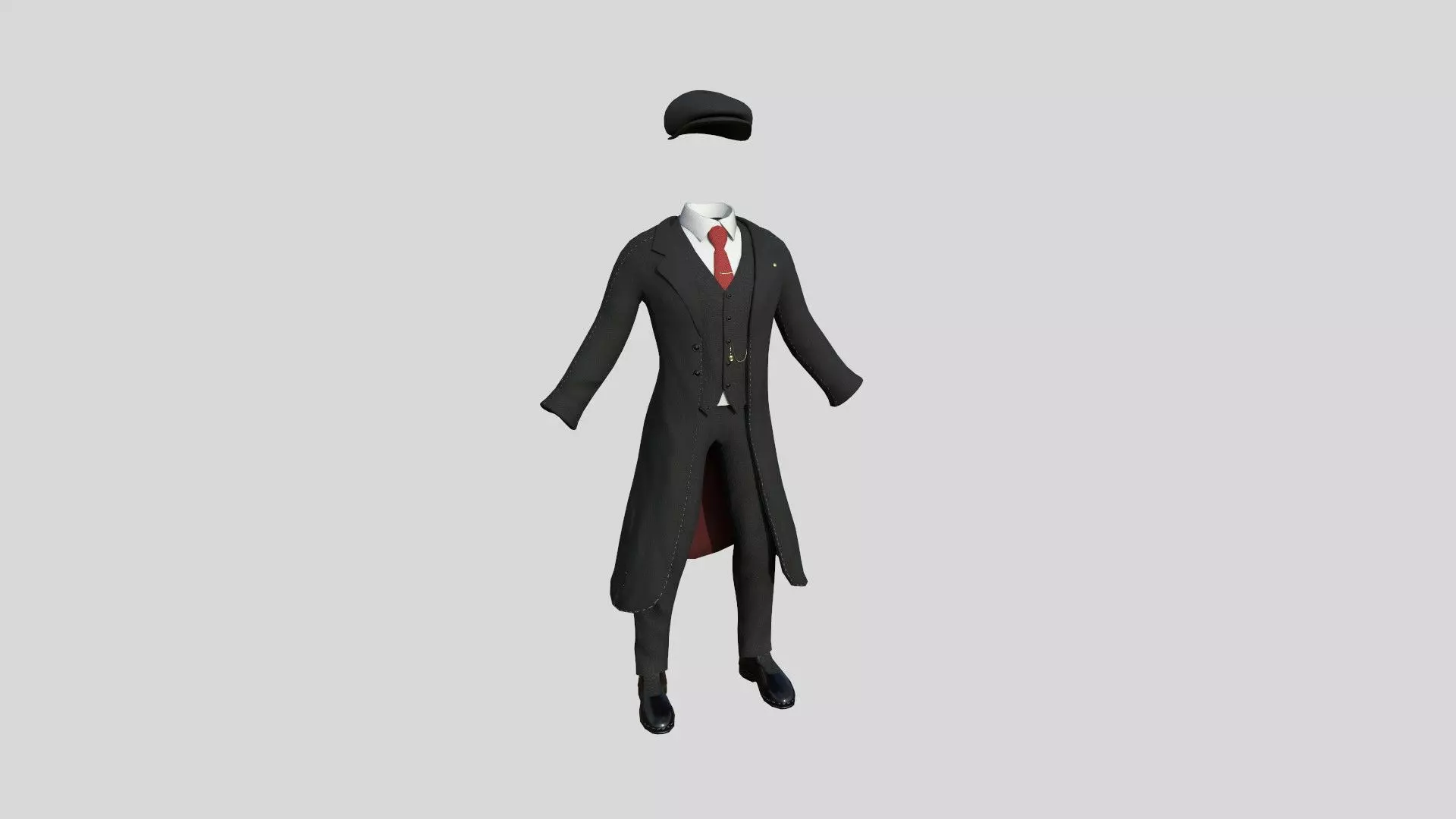 Gentleman Outfit 04 Full Black - Character Design Fashion Low-poly 3D model