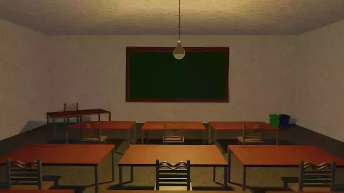 Thematic Lighting Classroom Scene in blender Free 3D model