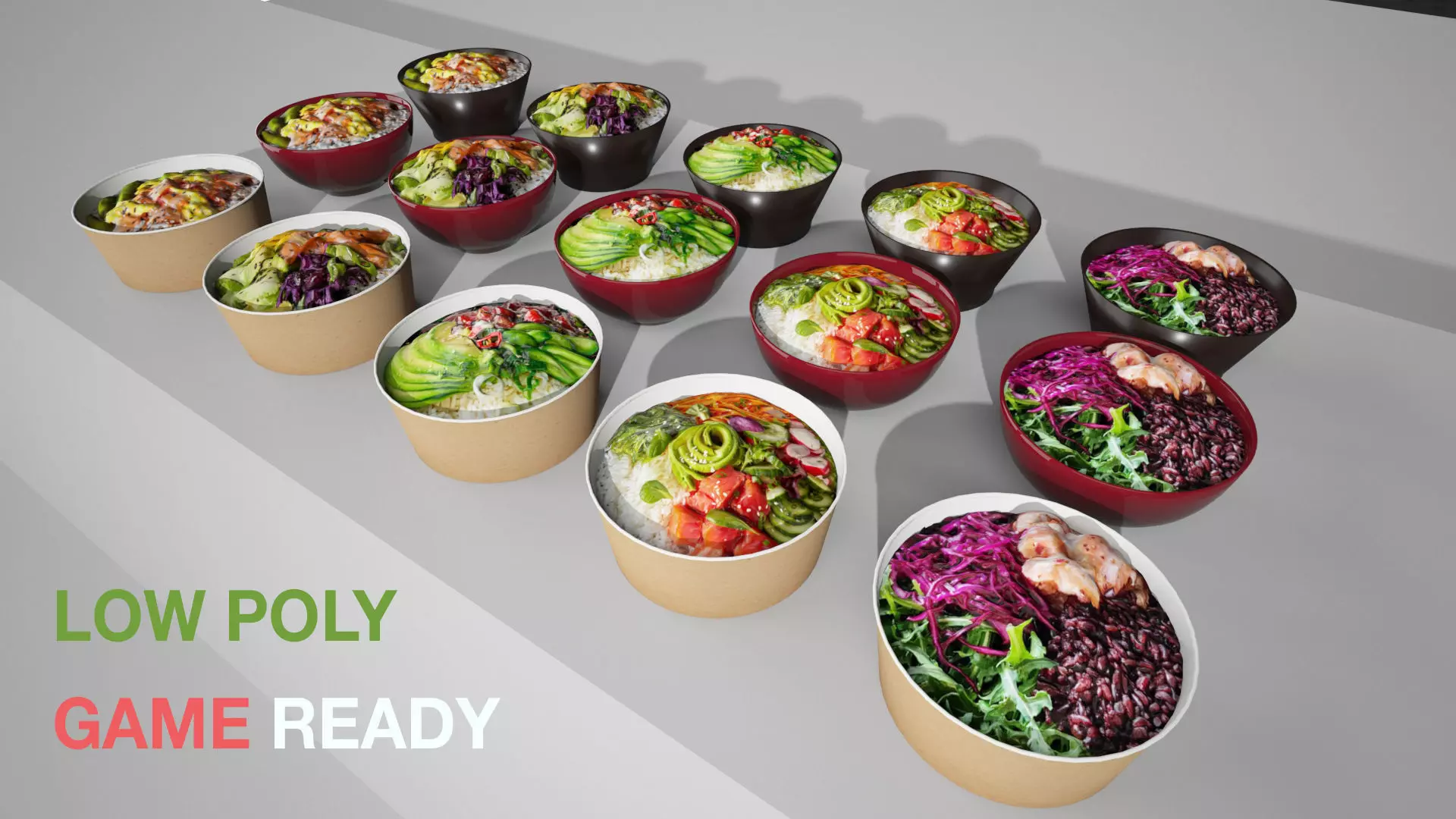 Hawaiian Poke Bowl  Low-poly 3D model_0