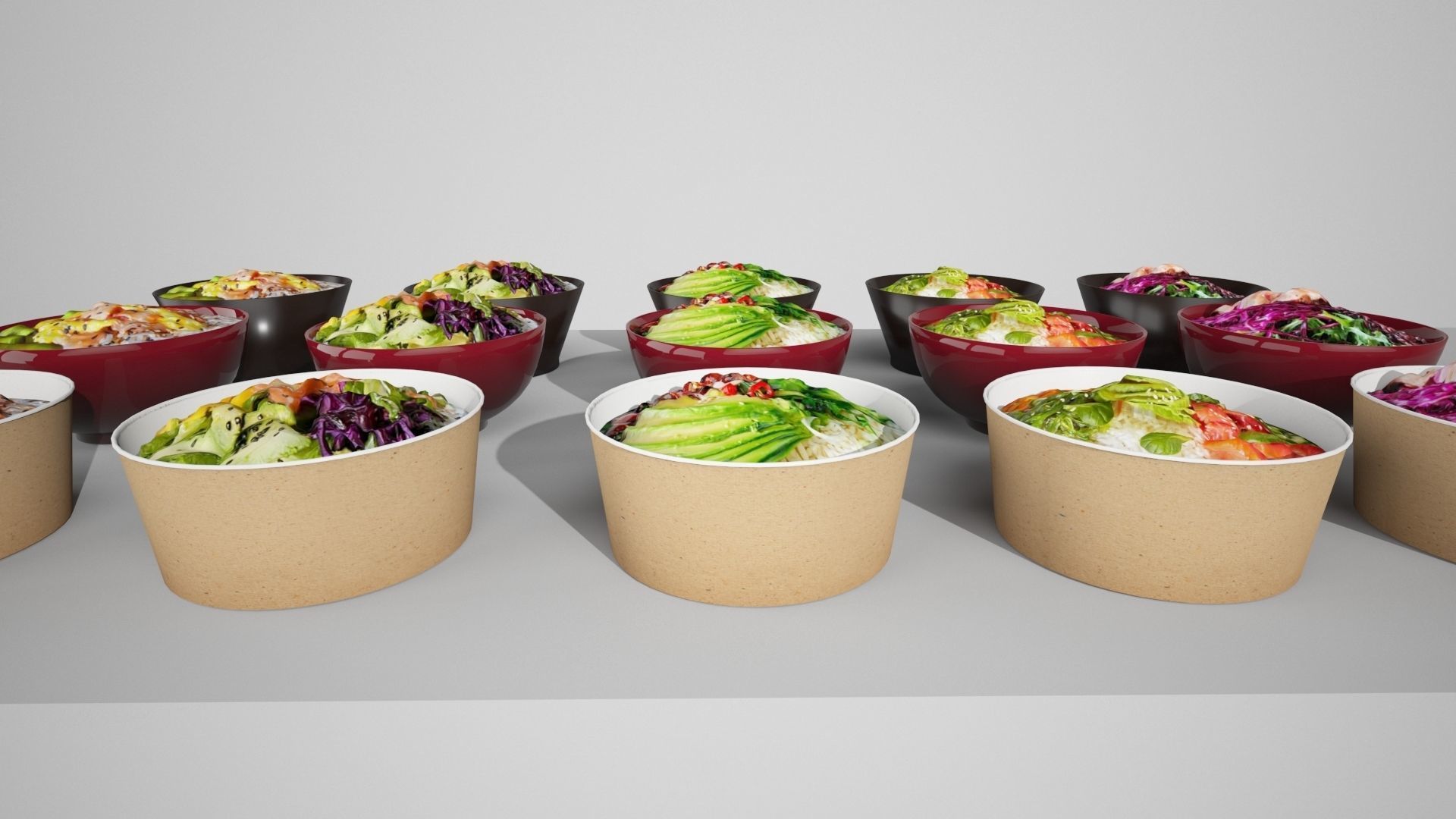 Hawaiian Poke Bowl  Low-poly 3D model_1