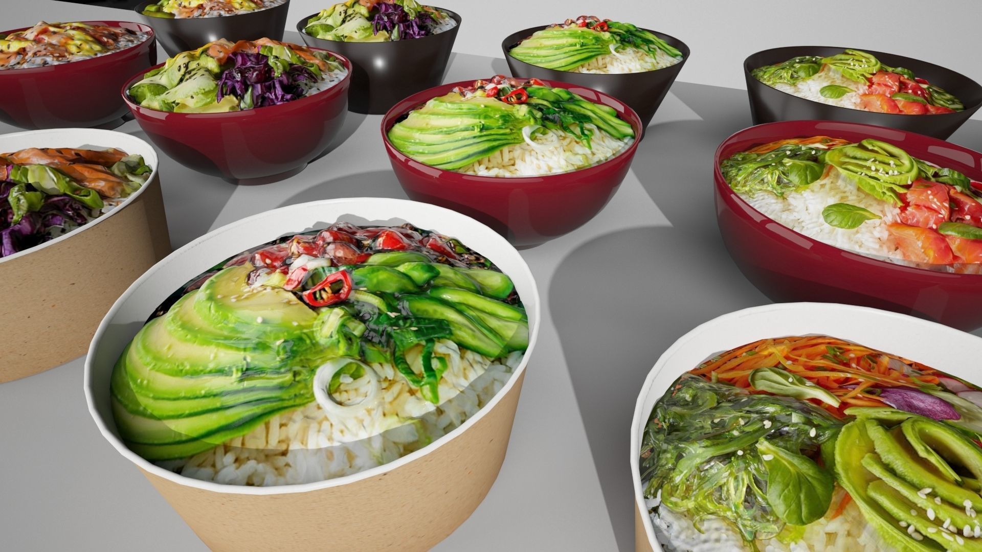 Hawaiian Poke Bowl  Low-poly 3D model_2