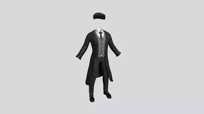 Gentleman Outfit 06 Black Leather - Character Design Fashion Low-poly 3D model