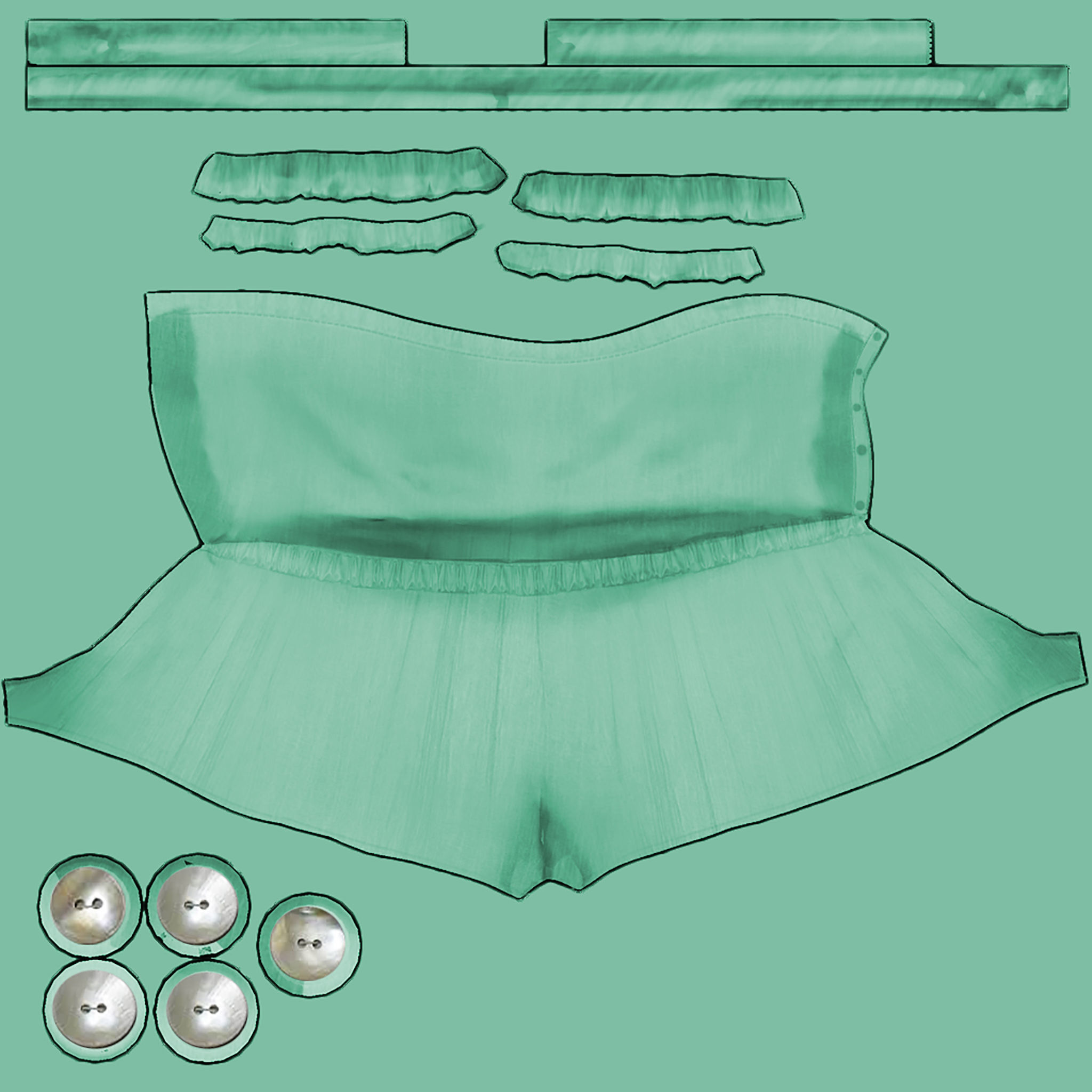 Strapless Romper Suit Low-poly 3D model_19