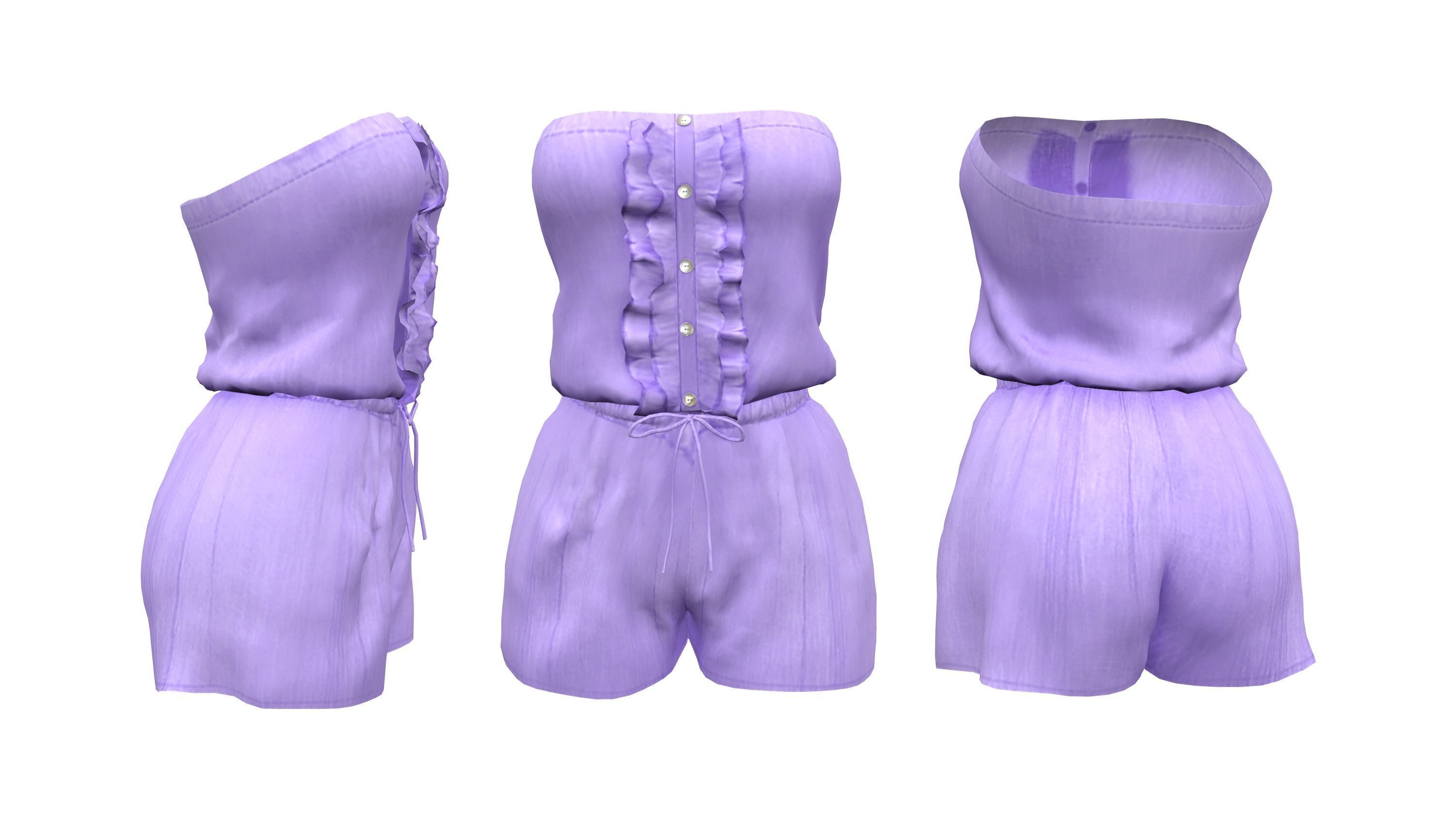 Strapless Romper Suit Low-poly 3D model_5