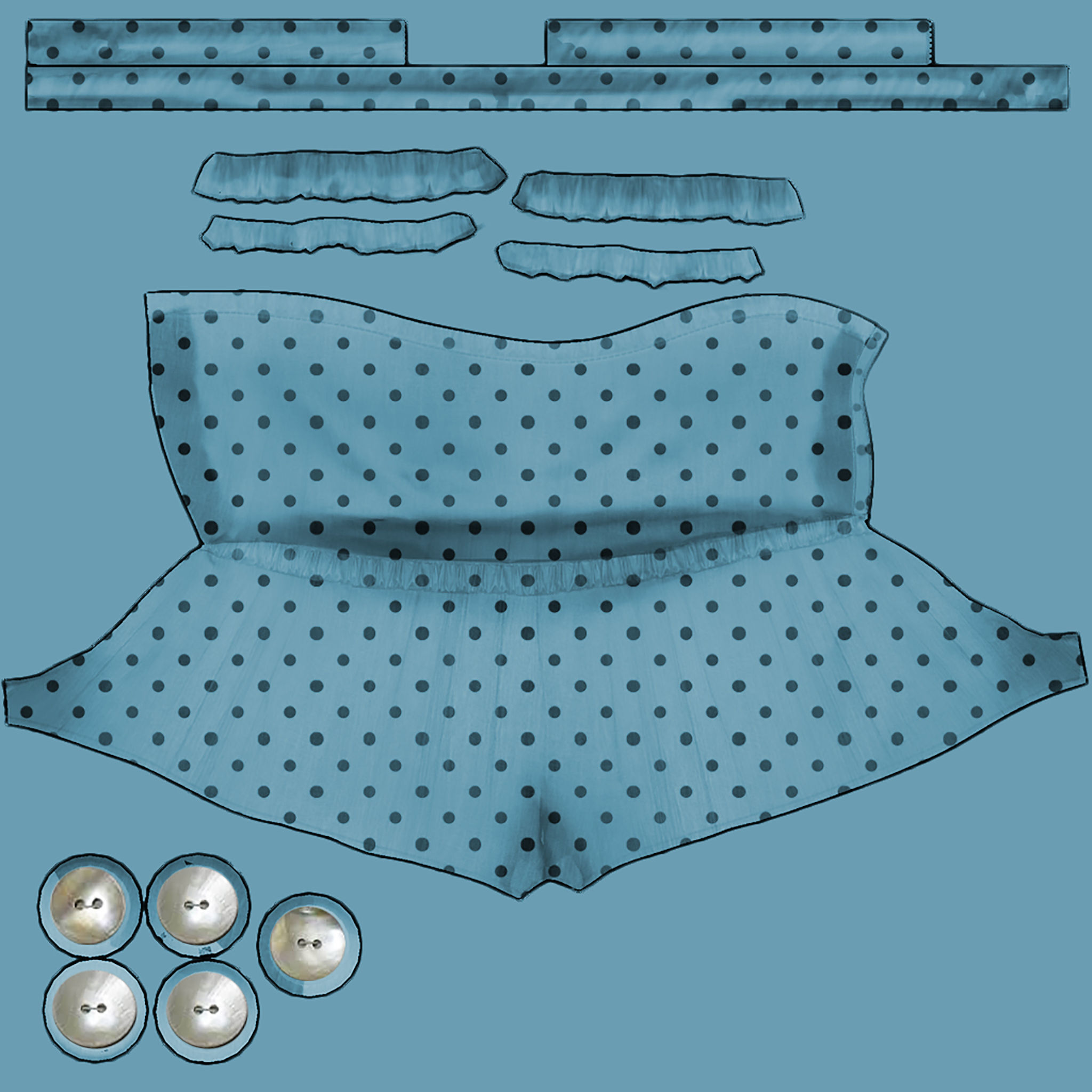 Strapless Romper Suit Low-poly 3D model_16