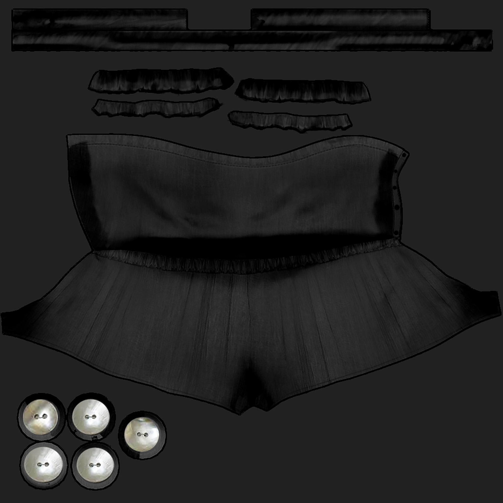 Strapless Romper Suit Low-poly 3D model_15