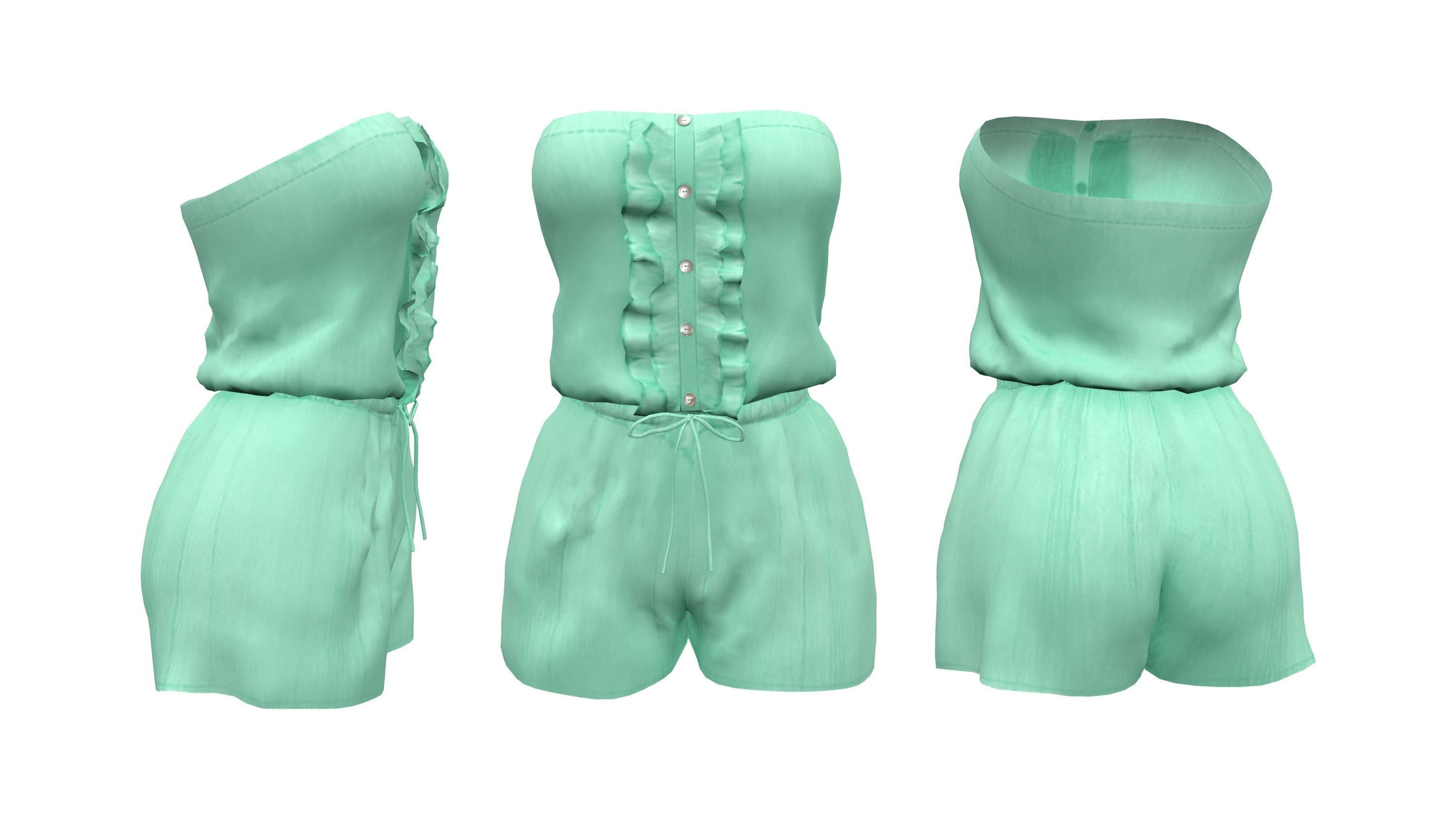 Strapless Romper Suit Low-poly 3D model_7