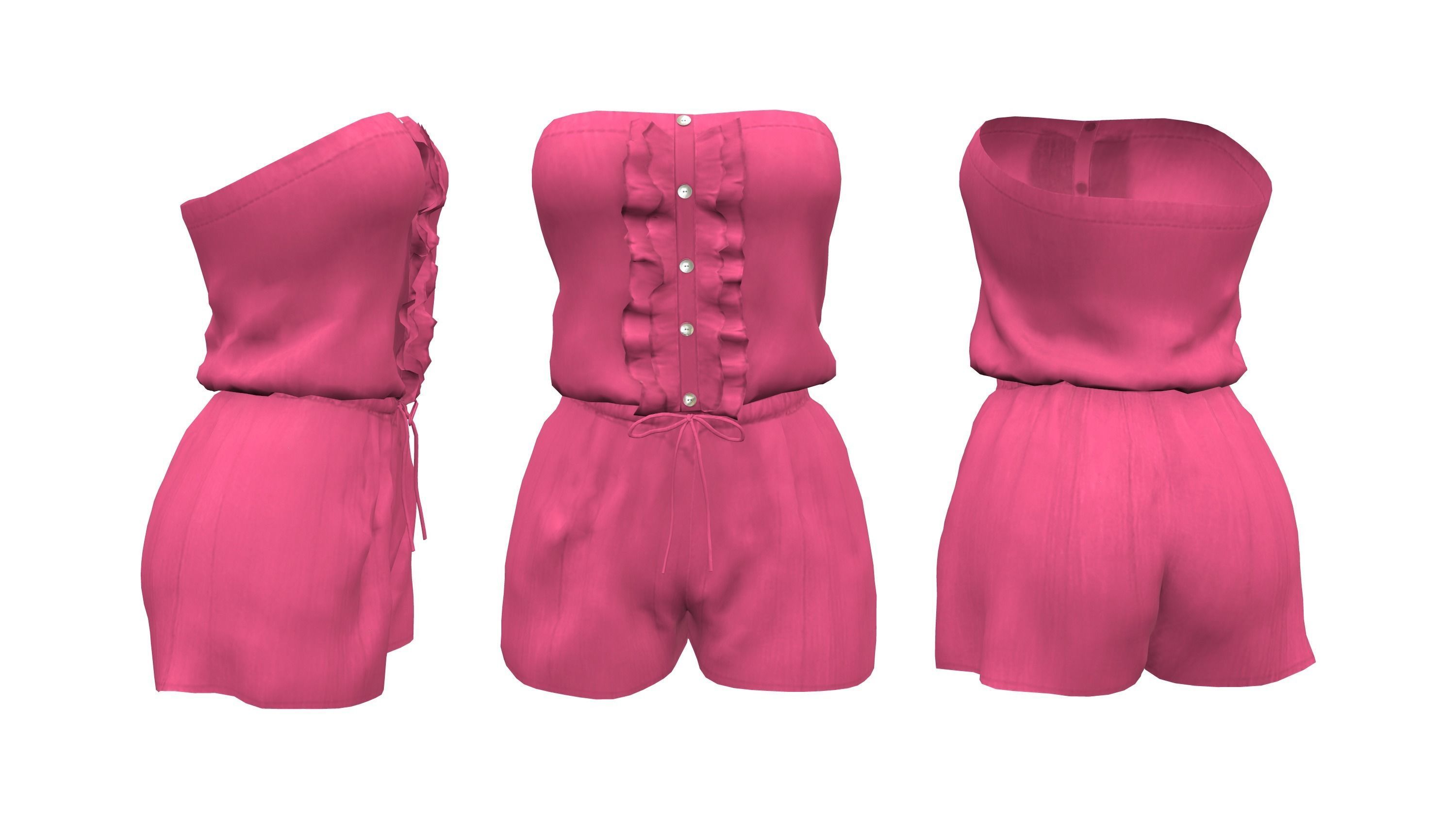 Strapless Romper Suit Low-poly 3D model_3