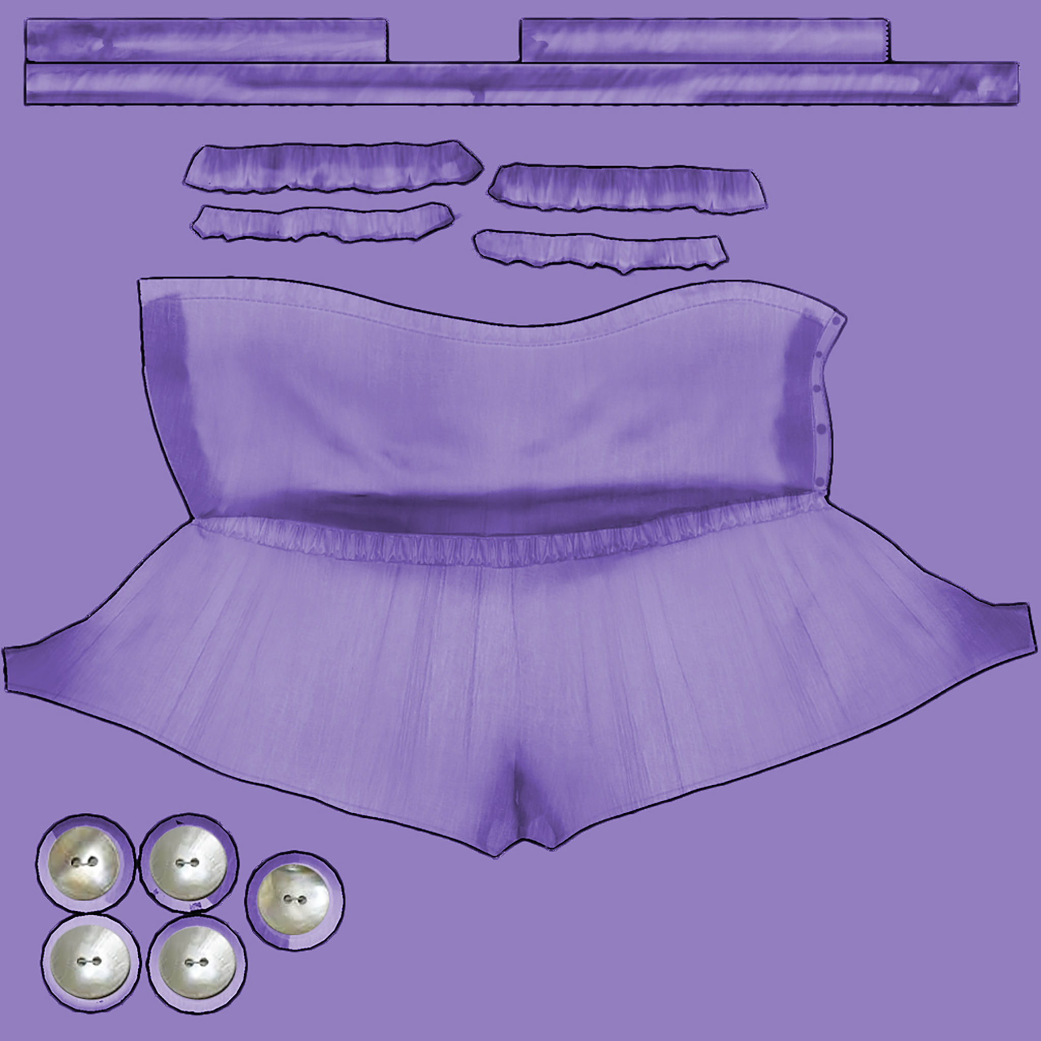 Strapless Romper Suit Low-poly 3D model_17