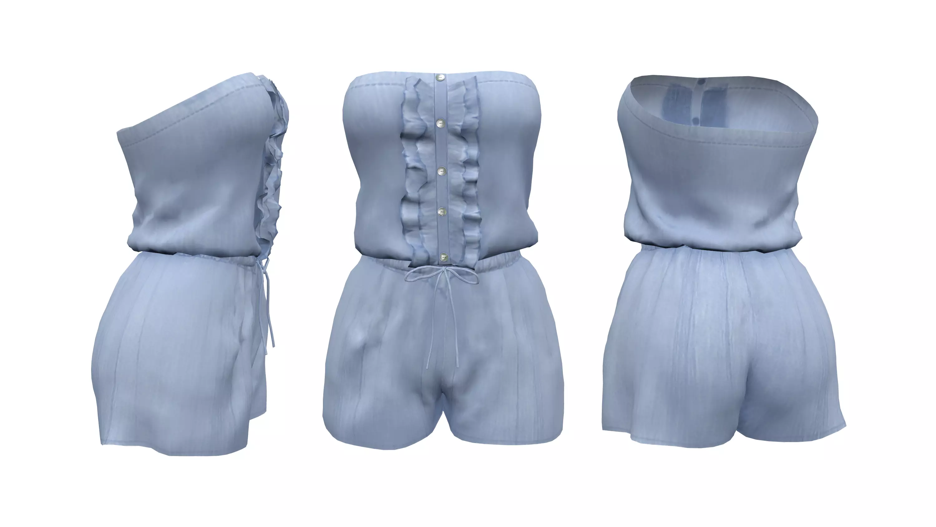 Strapless Romper Suit Low-poly 3D model_0