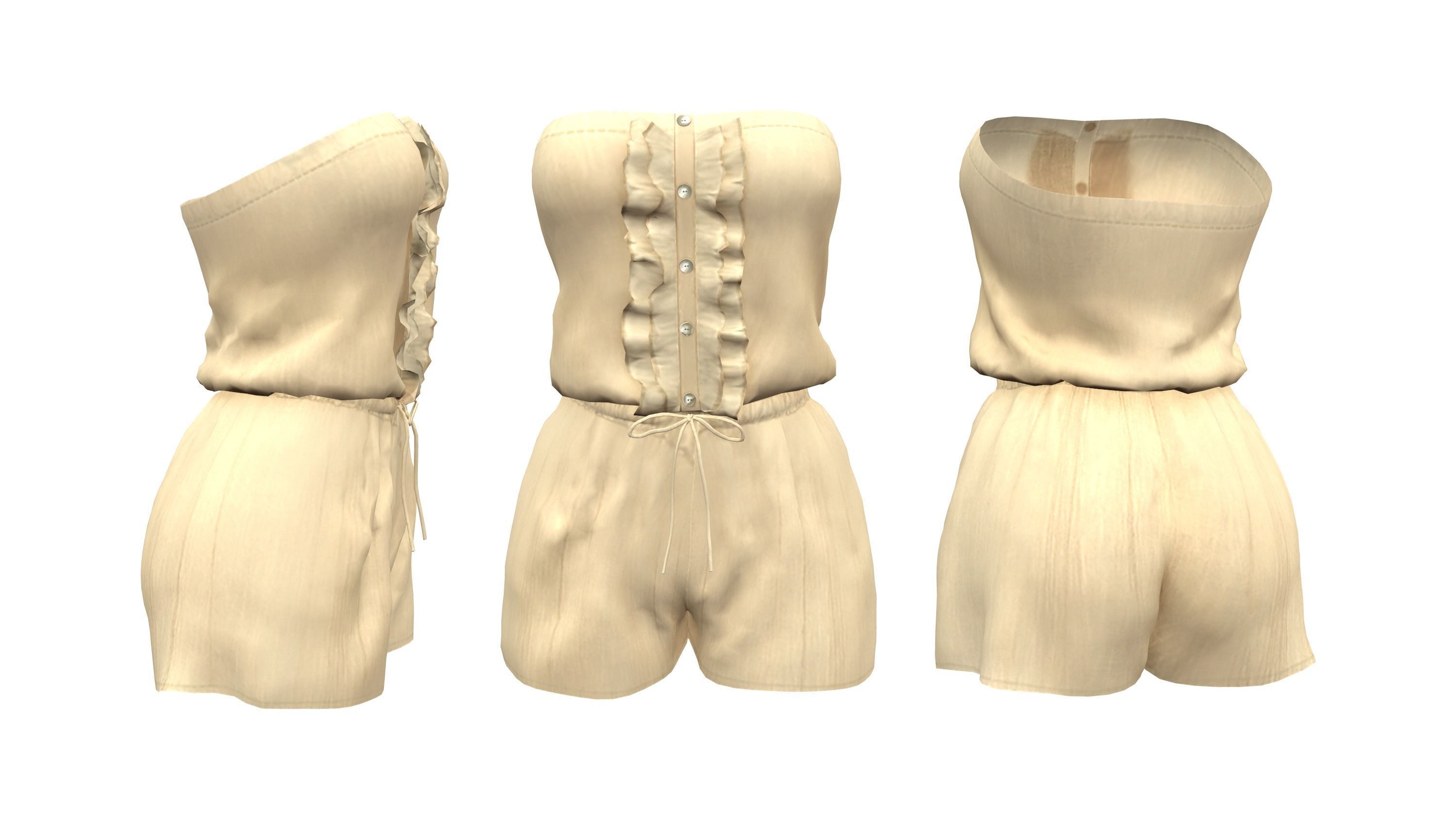 Strapless Romper Suit Low-poly 3D model_6