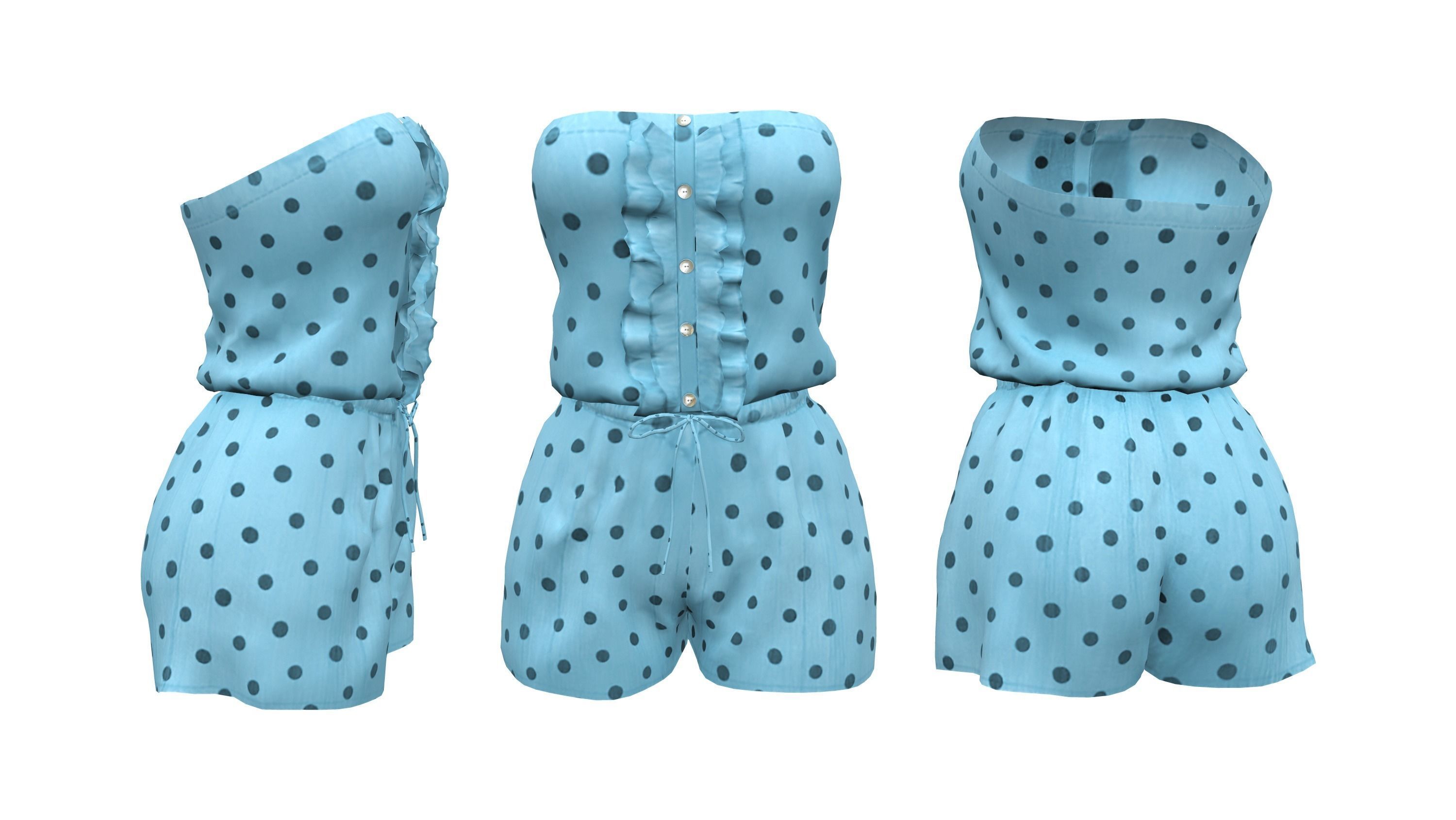Strapless Romper Suit Low-poly 3D model_8