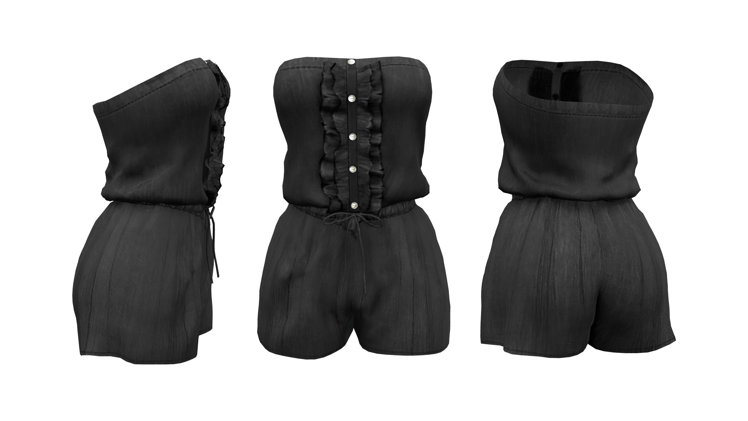 Strapless Romper Suit Low-poly 3D model_4