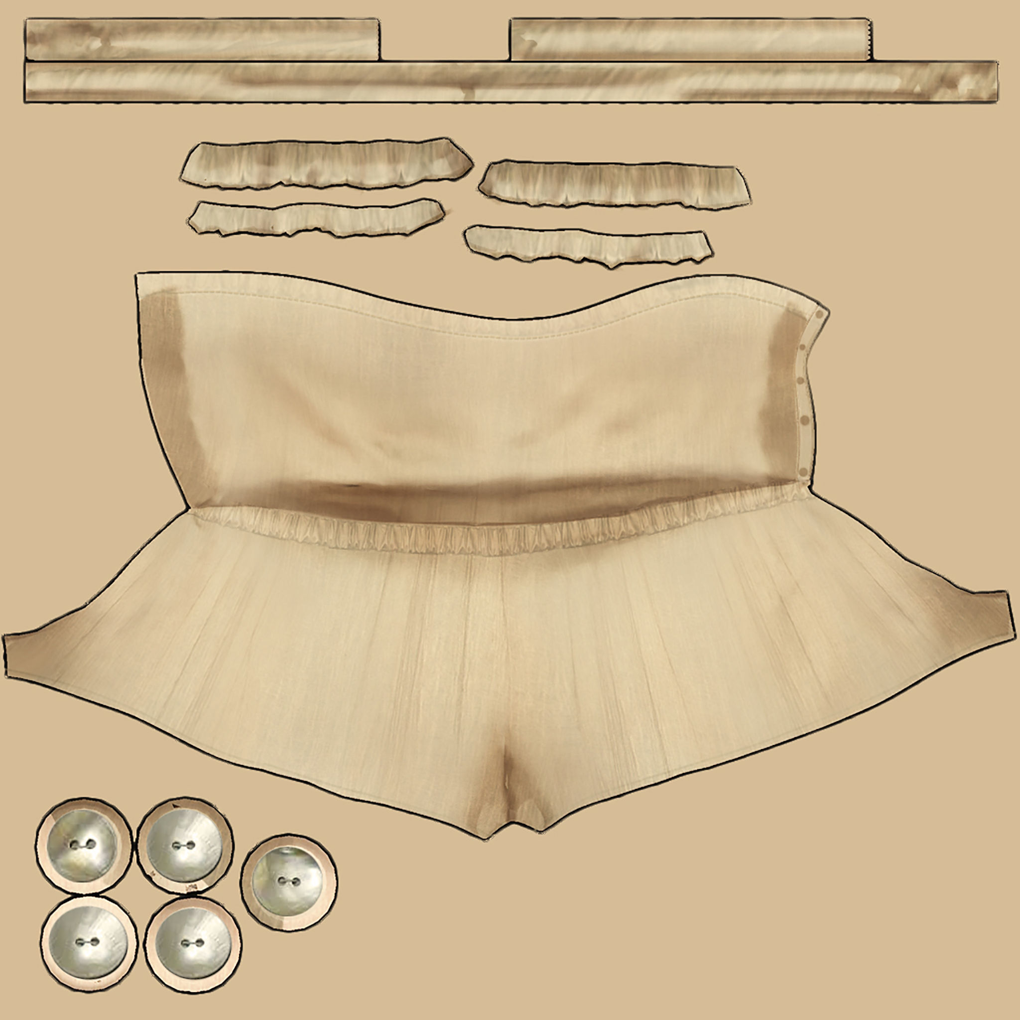 Strapless Romper Suit Low-poly 3D model_12