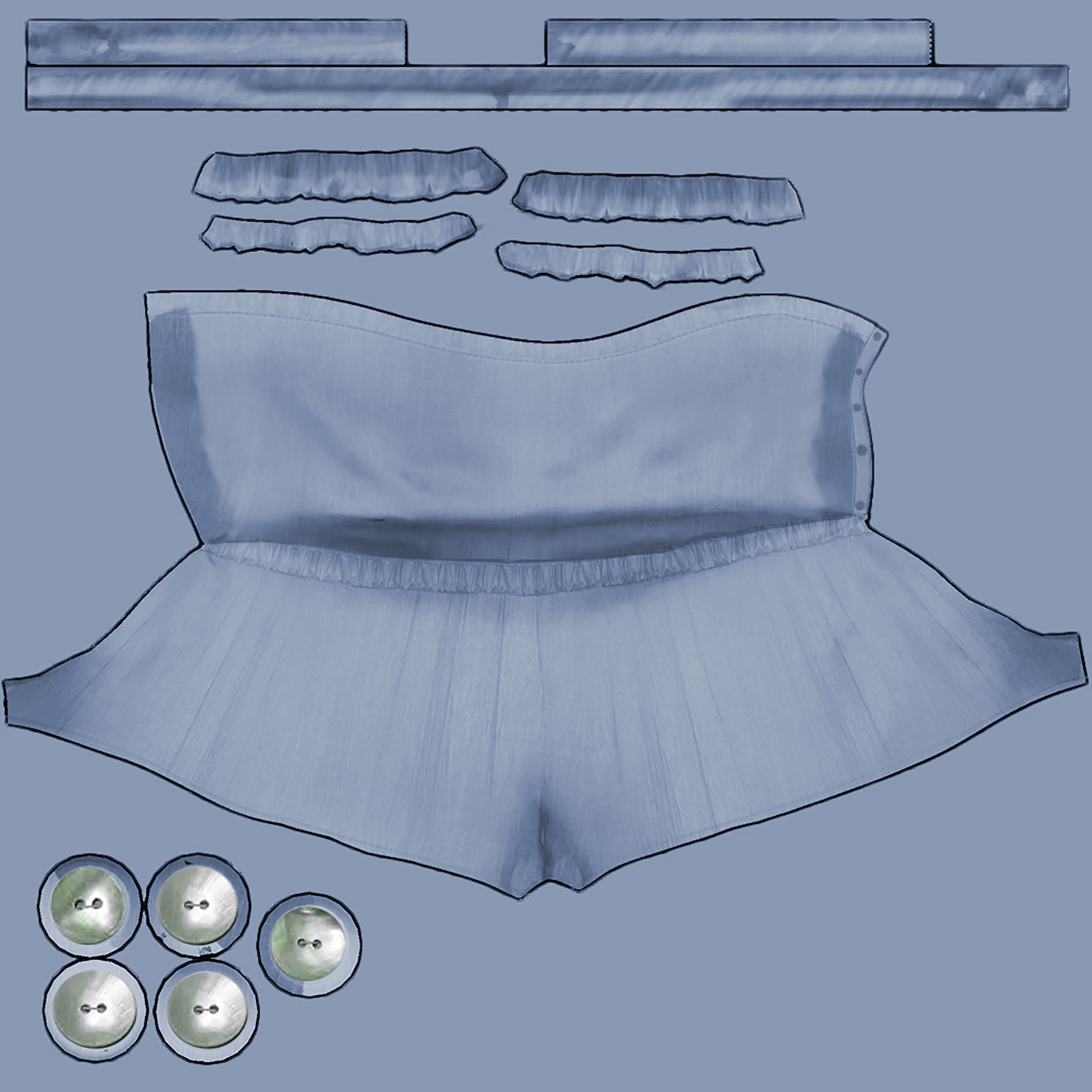 Strapless Romper Suit Low-poly 3D model_14